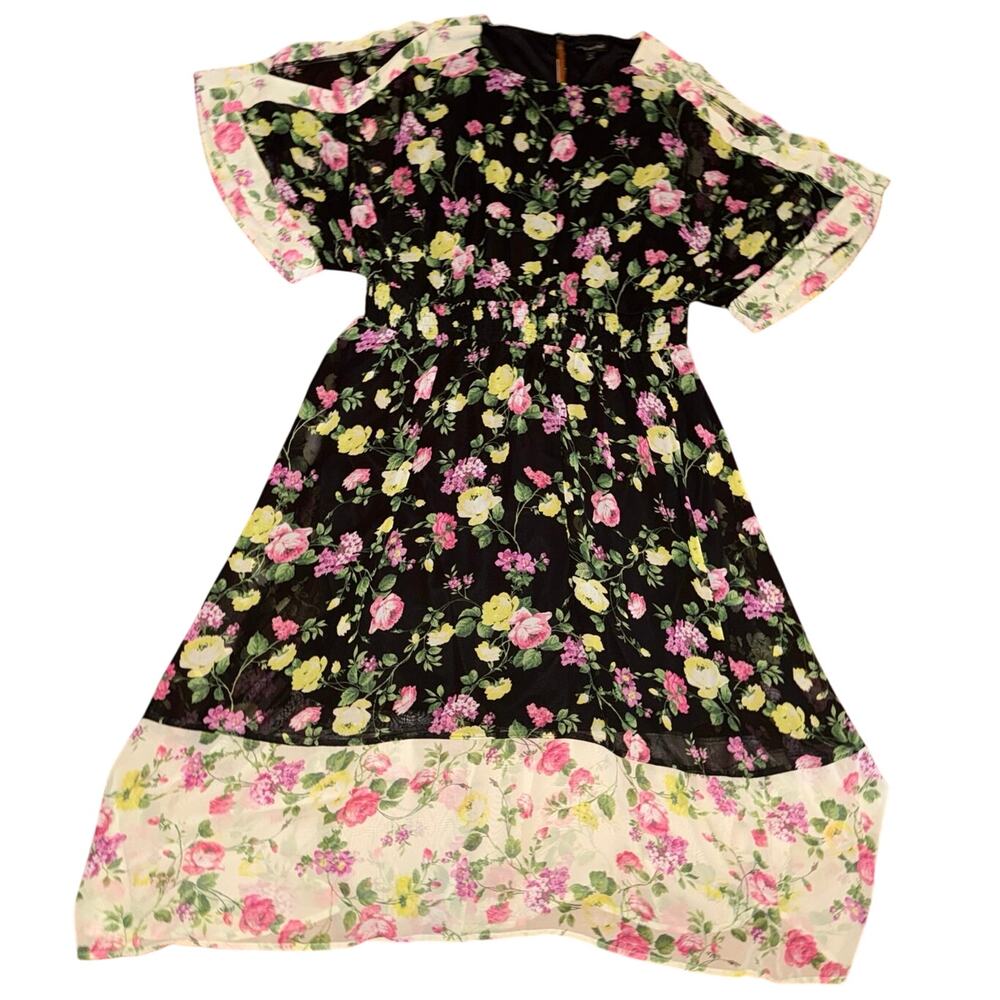 Lane Bryant Floral Semi-Sheer Open-Sleeve Patchwork Dress Size 20 New w/o Tag